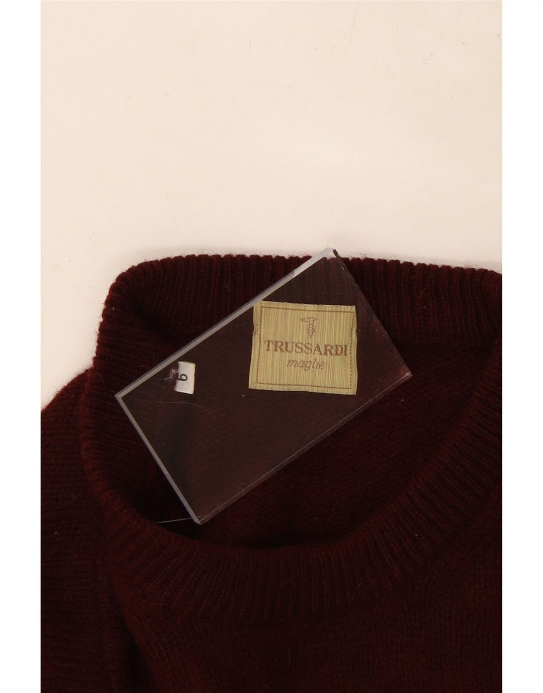 TRUSSARDI Suéter masculino com gola redonda 2XL lã marrom