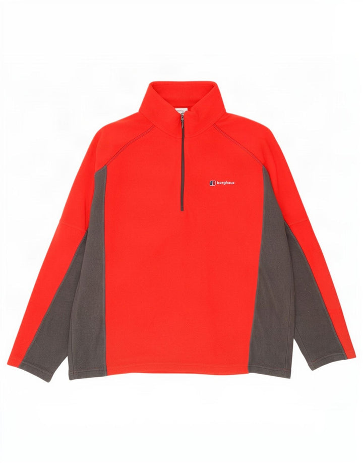 Berghaus Suéter masculino de lã com zíper e gola média em poliéster vermelho colorblock