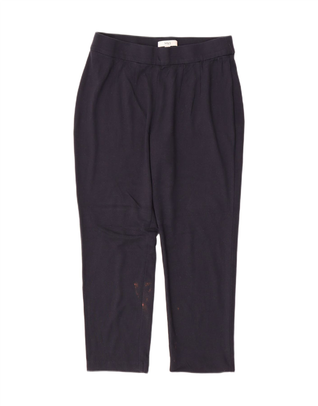 Calças cortadas femininas Marks & Spencer UK 14 médio W30 L25 azul marinho
