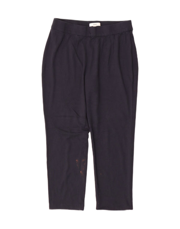 Calças cortadas femininas Marks & Spencer UK 14 médio W30 L25 azul marinho