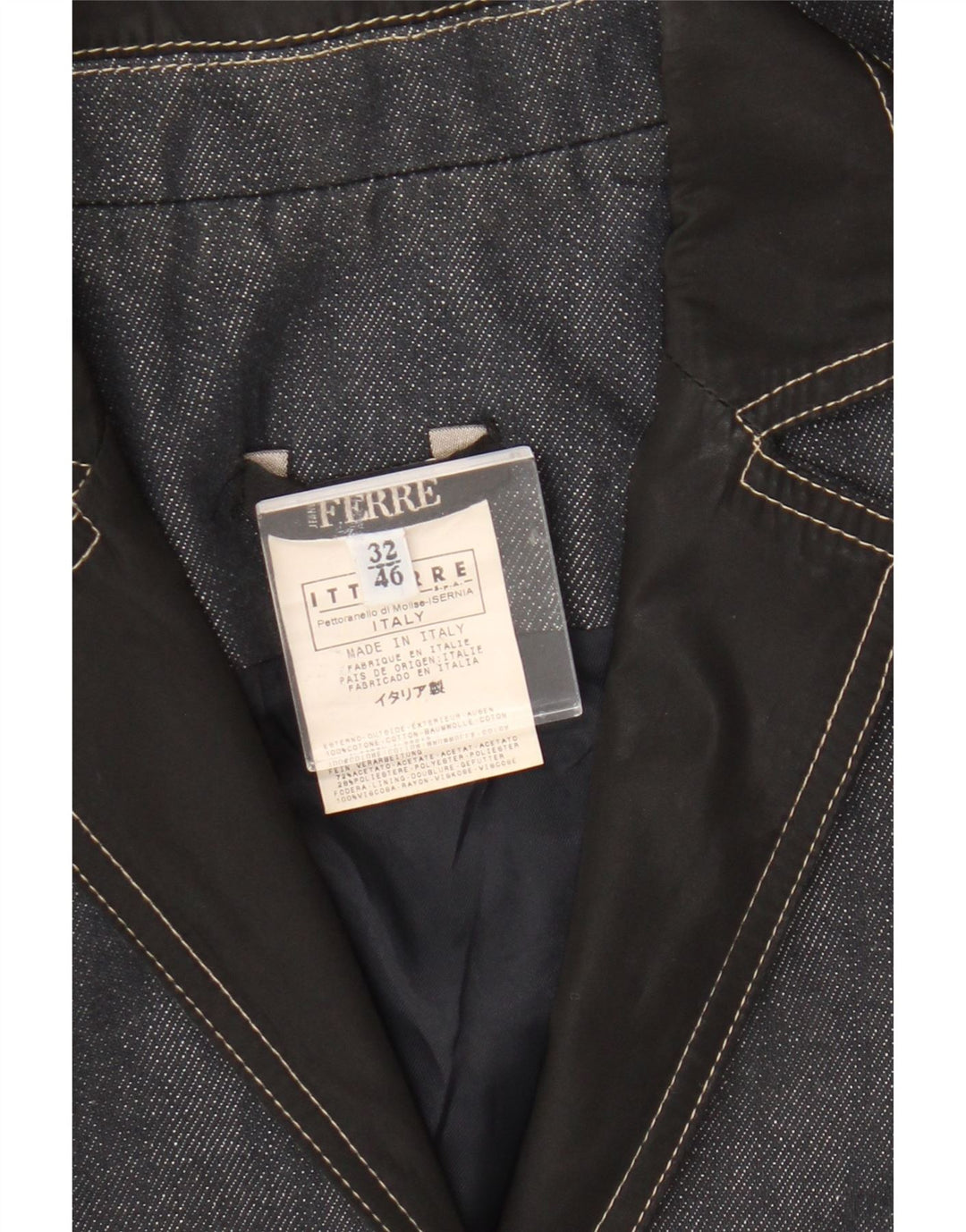 Jaqueta blazer feminina Ferre com 1 botão jeans IT 46 grande algodão azul marinho