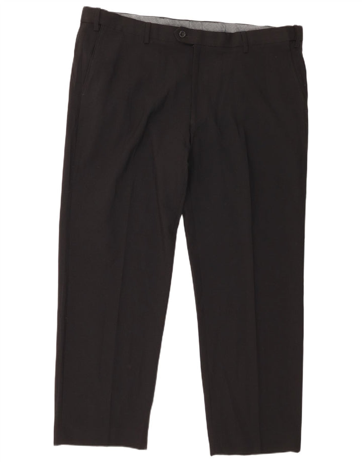Calça masculina reta regular Marks & Spencer W42 L29 poliéster preto