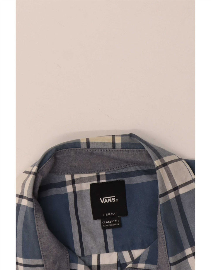 Camisa masculina Vans de manga curta Classic Fit XS azul xadrez
