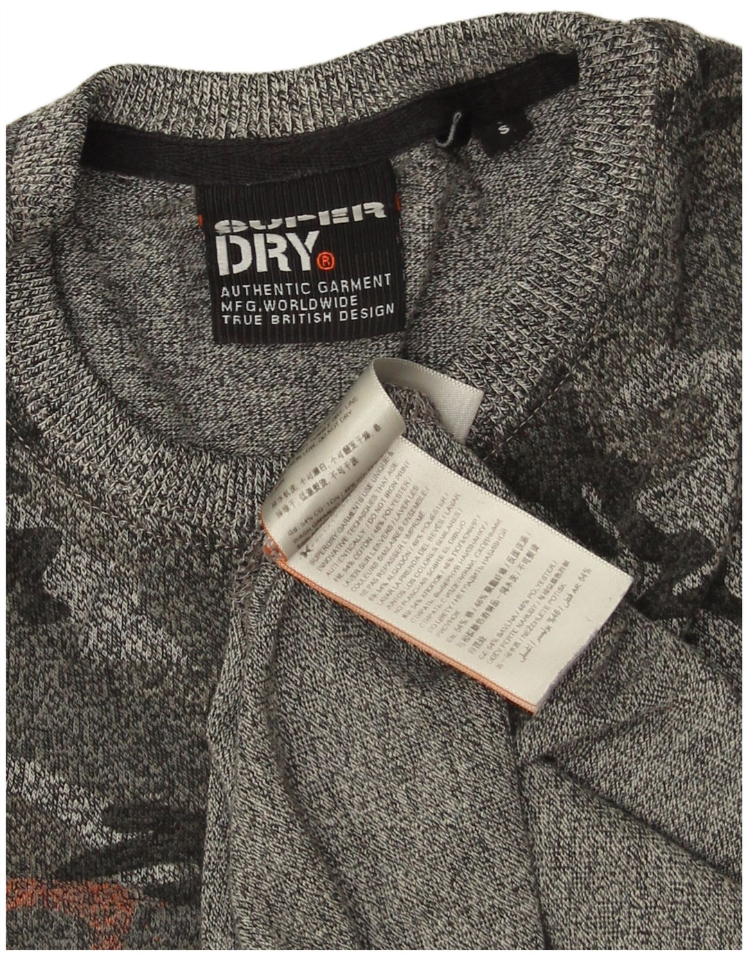 Camiseta masculina gráfica SUPERDRY top pequeno algodão camuflado cinza