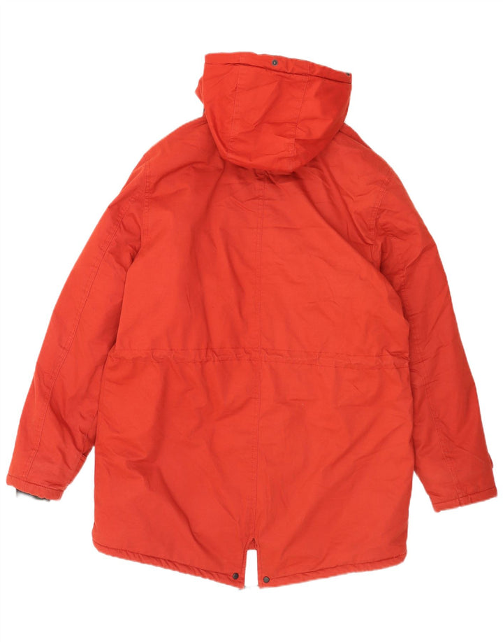 Jaqueta Parka masculina Zara com capuz UK 38 algodão vermelho médio