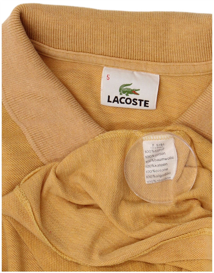 Camisa polo masculina de manga comprida Lacoste tamanho 5 grande algodão amarelo