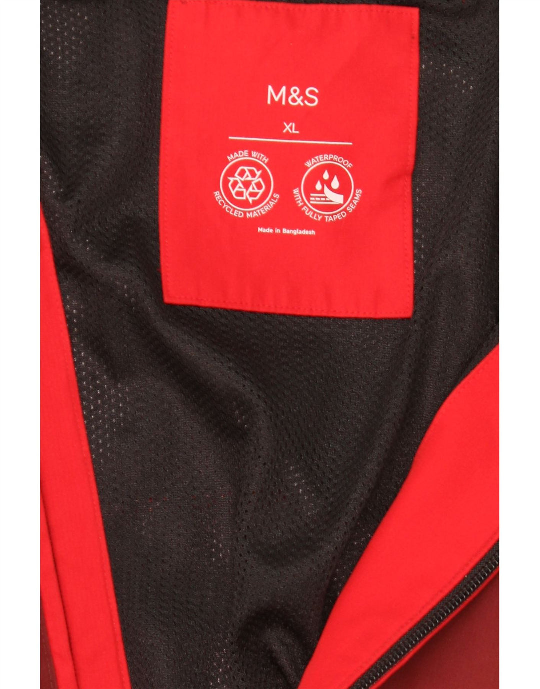Jaqueta de chuva masculina com capuz Marks & Spencer UK 42 XL vermelha