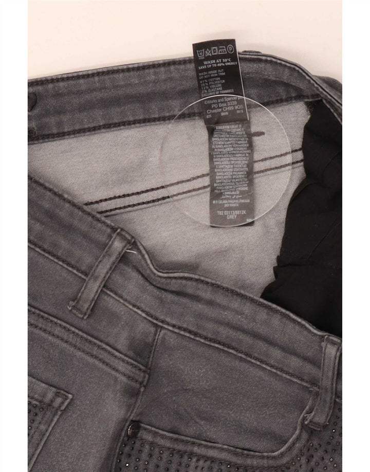 Jeans retos femininos Marks & Spencer Reino Unido 12 médio W30 L29 algodão cinza