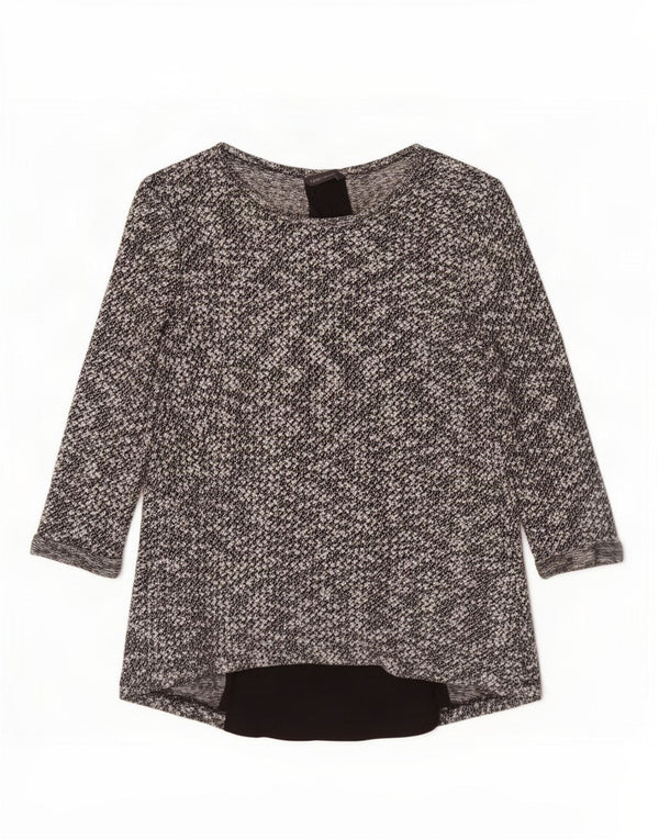 Marks & Spencer Womens 3/4 Sleeve Blouse Top UK 8 Small Black Flecked
