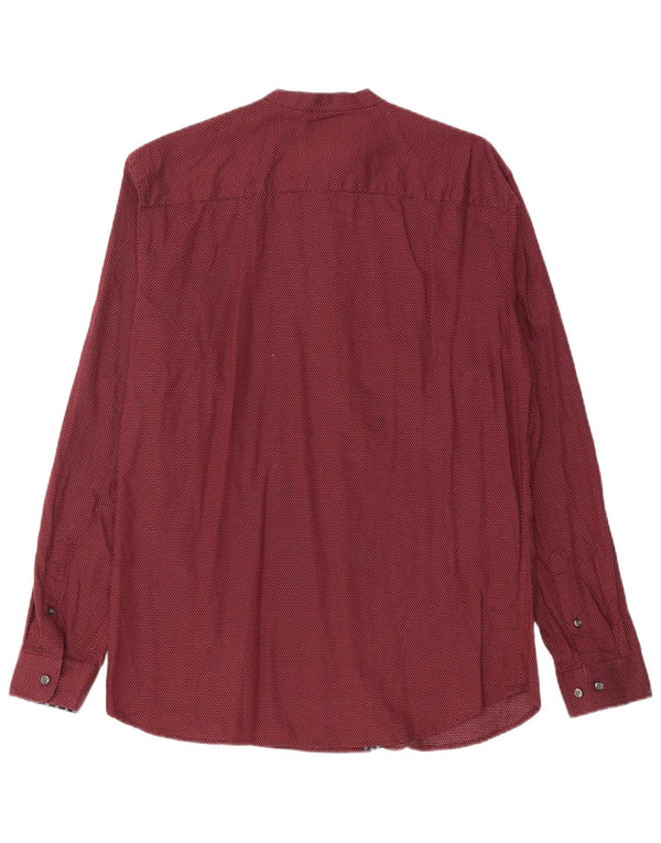 Camisa masculina Slim Fit Jack & Jones grande algodão manchado Borgonha