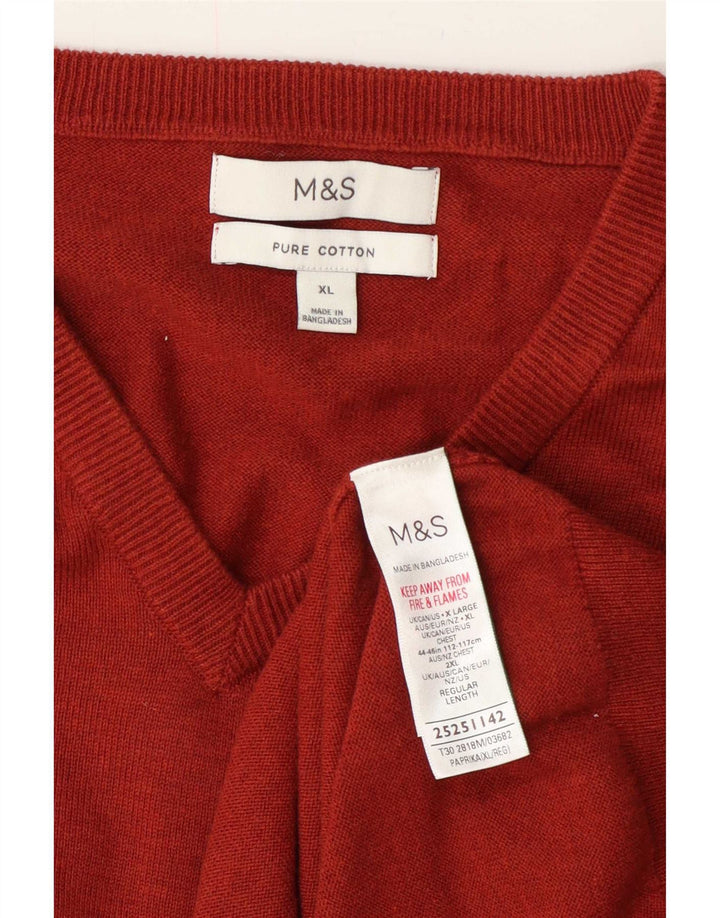 Suéter masculino Marks & Spencer com decote em V XL de algodão vermelho
