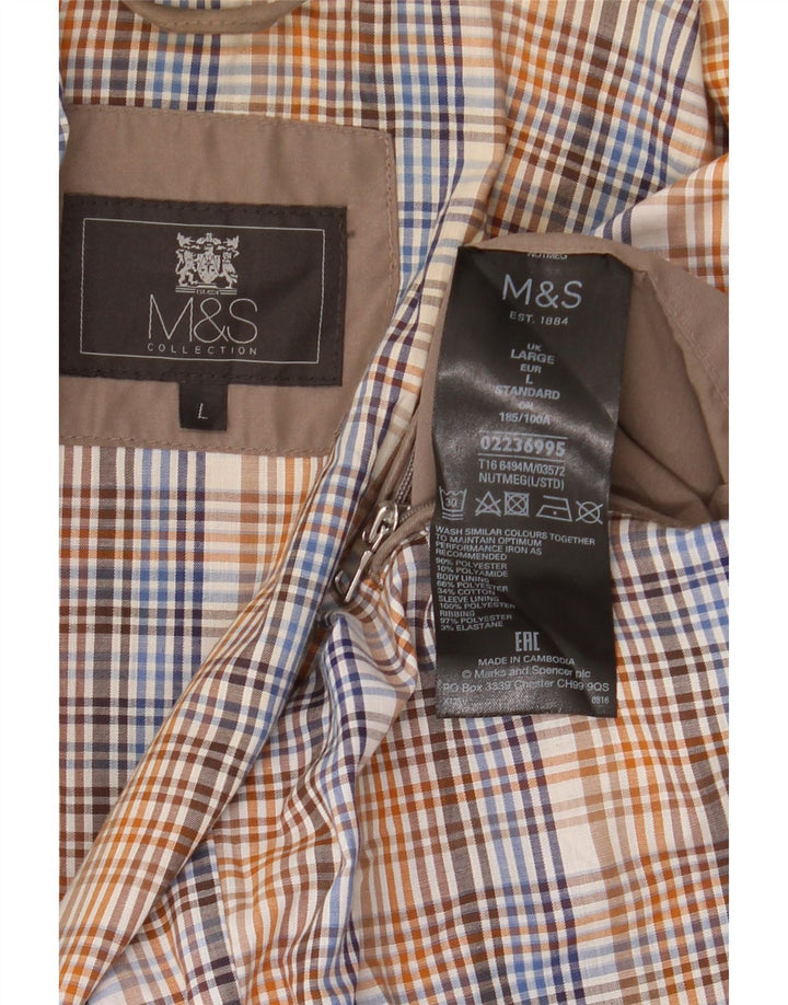 Jaqueta bomber masculina Marks & Spencer Reino Unido 40 grande poliéster marrom