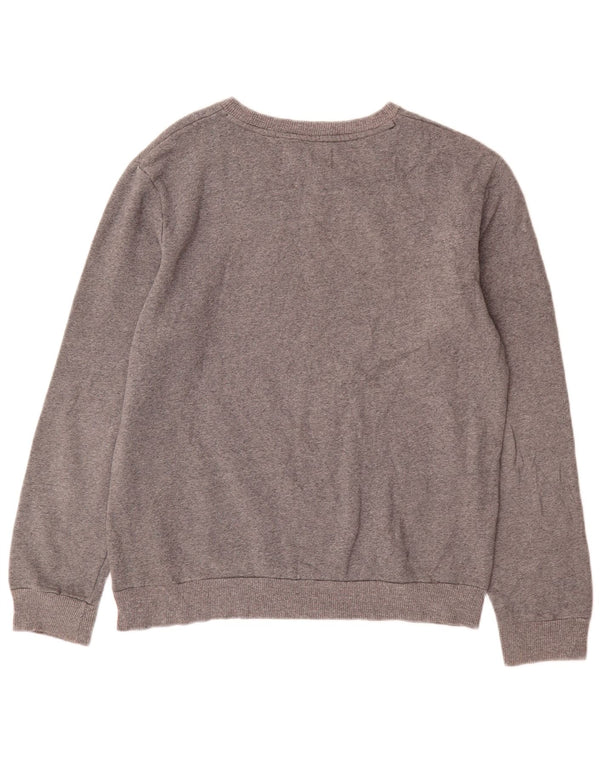 Calvin Klein Jeans Masculino moletom gráfico jumper grande algodão manchado cinza