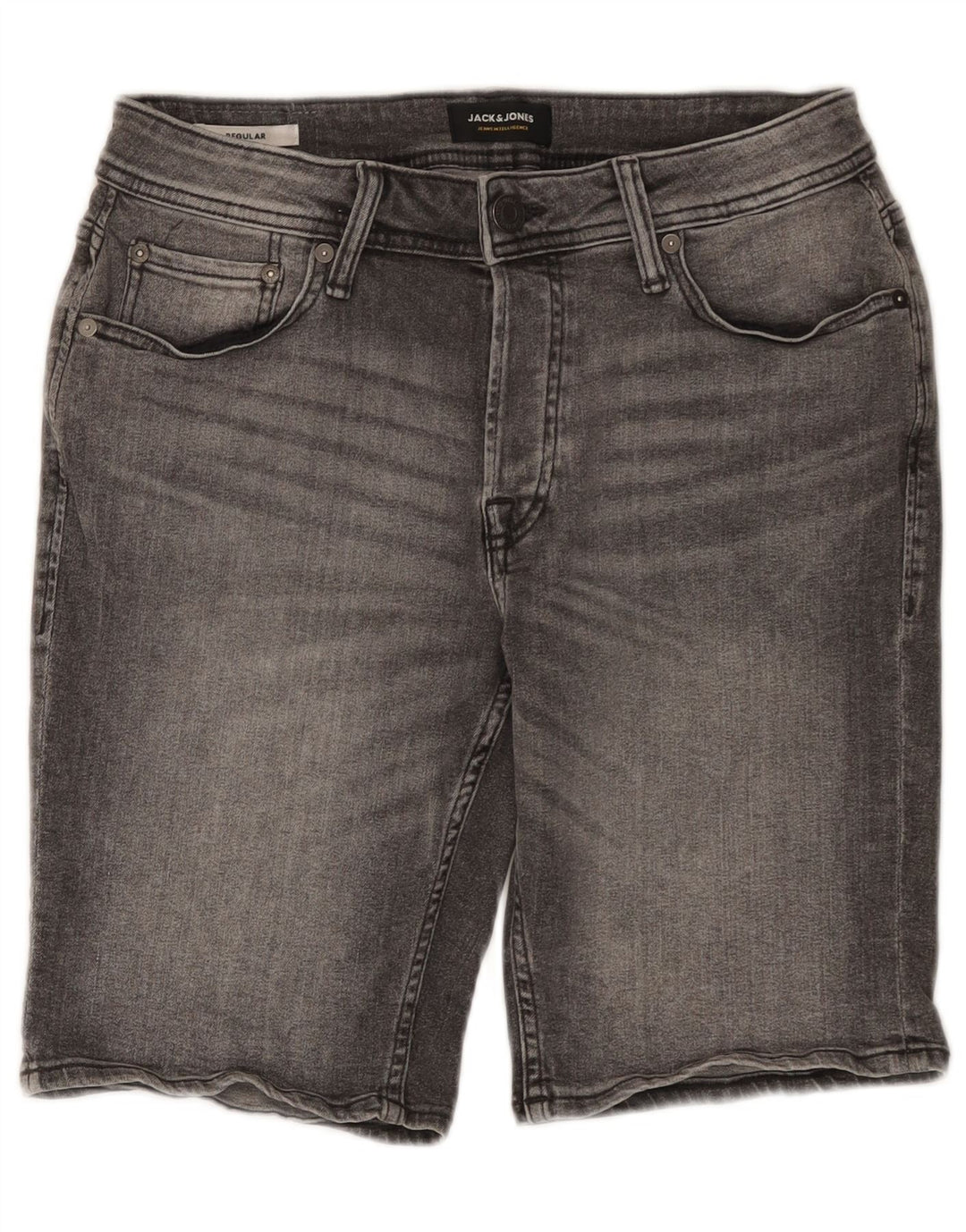 Shorts jeans masculino regular Jack & Jones pequeno W29 algodão cinza