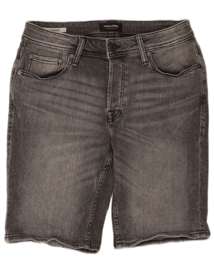 Shorts jeans masculino regular Jack & Jones pequeno W29 algodão cinza