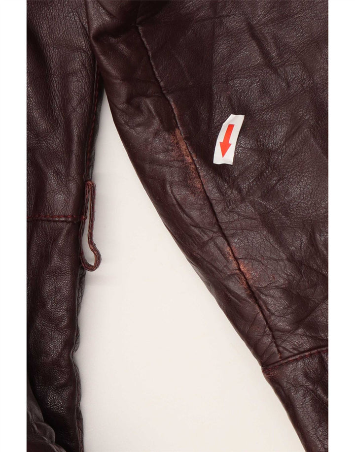 Jaqueta de couro feminina vintage IT 46 Grande Borgonha