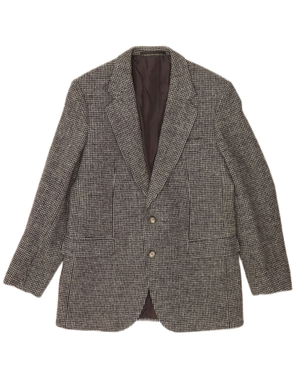 Jaqueta blazer masculina de 2 botões Harris Tweed Reino Unido 38 xadrez cinza médio