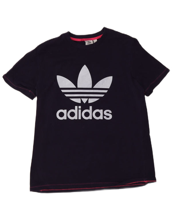 Camiseta feminina gráfica Adidas UK 16 grande algodão azul marinho