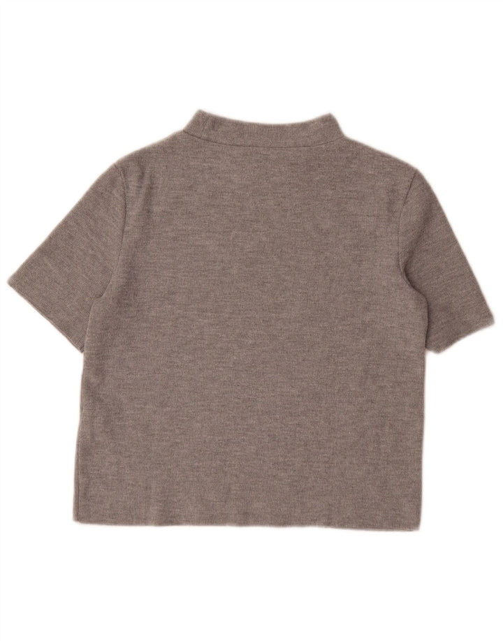 Camiseta Zara Feminina Crop Top UK 12 Cinza Médio