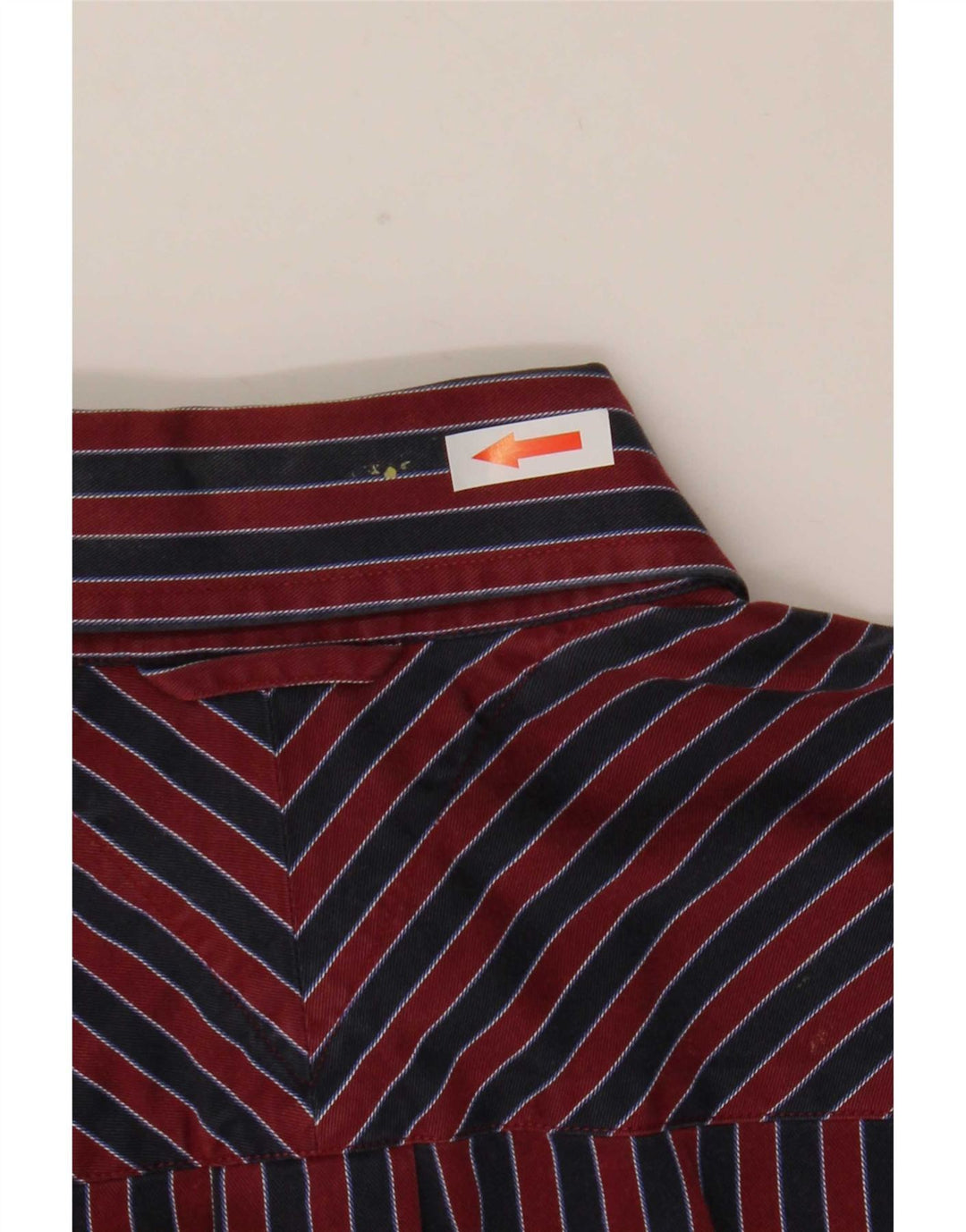 Camisa masculina Tommy Hilfiger pequena listrada vermelha de algodão