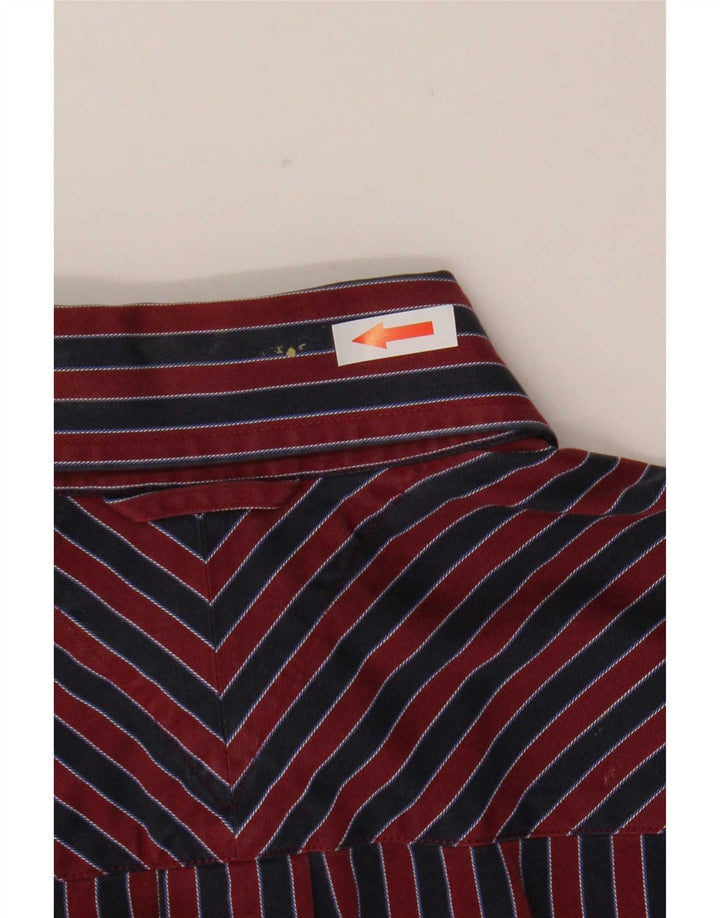 Camisa masculina Tommy Hilfiger pequena listrada vermelha de algodão