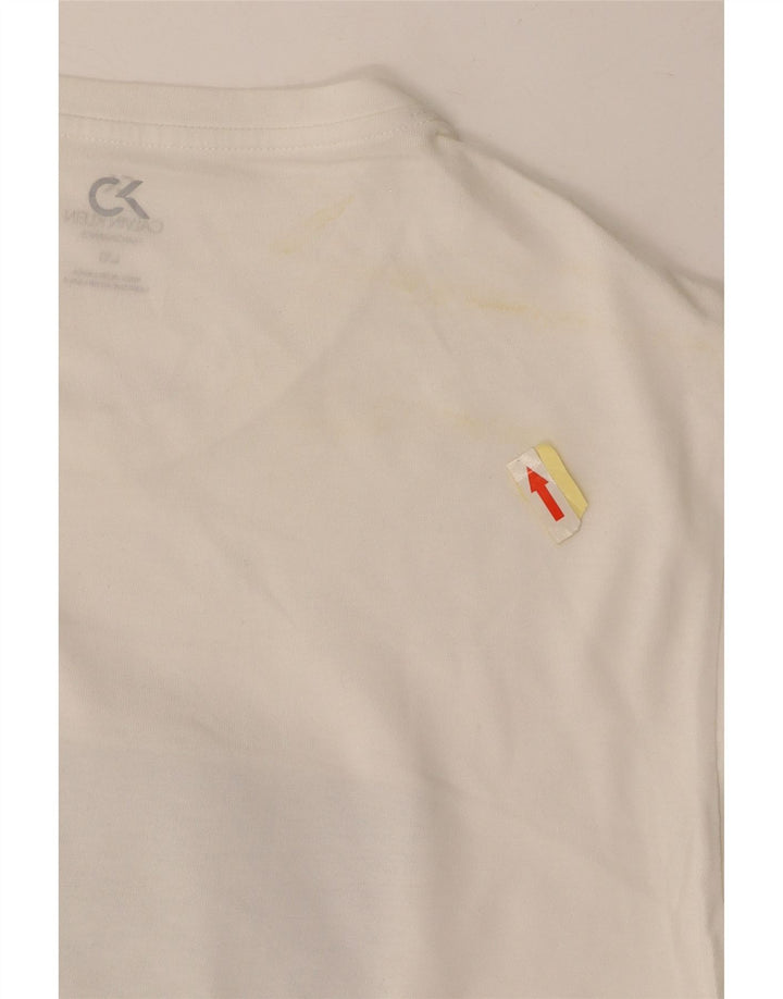 Camiseta masculina CALVIN KLEIN com estampa gráfica grande de algodão colorido branco