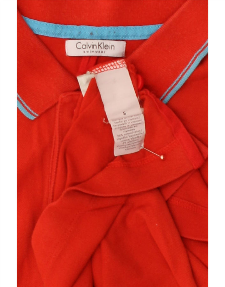 CALVIN KLEIN Camisa polo masculina pequena de algodão vermelho