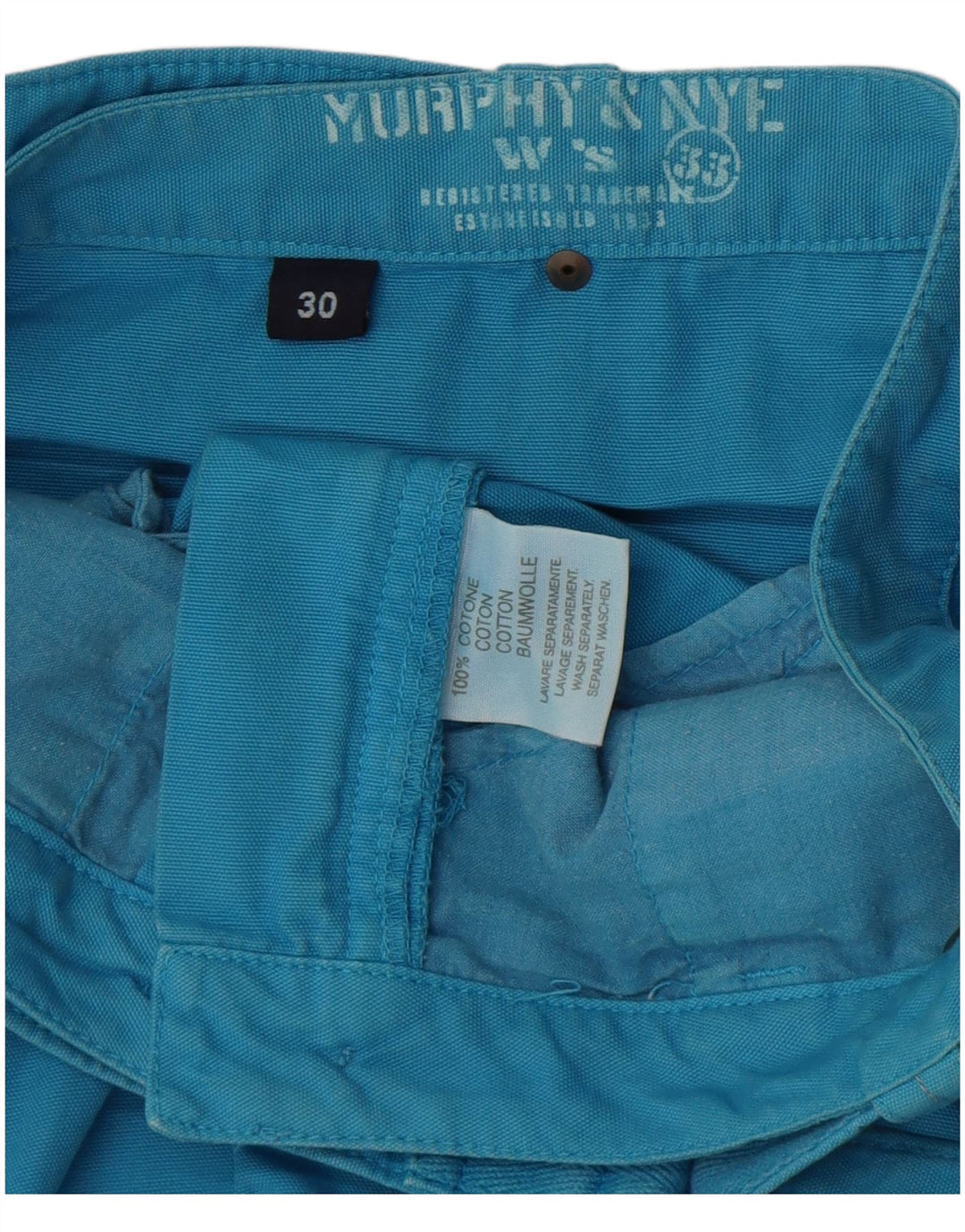 Saia reta feminina Murphy & Nye W30 algodão azul médio