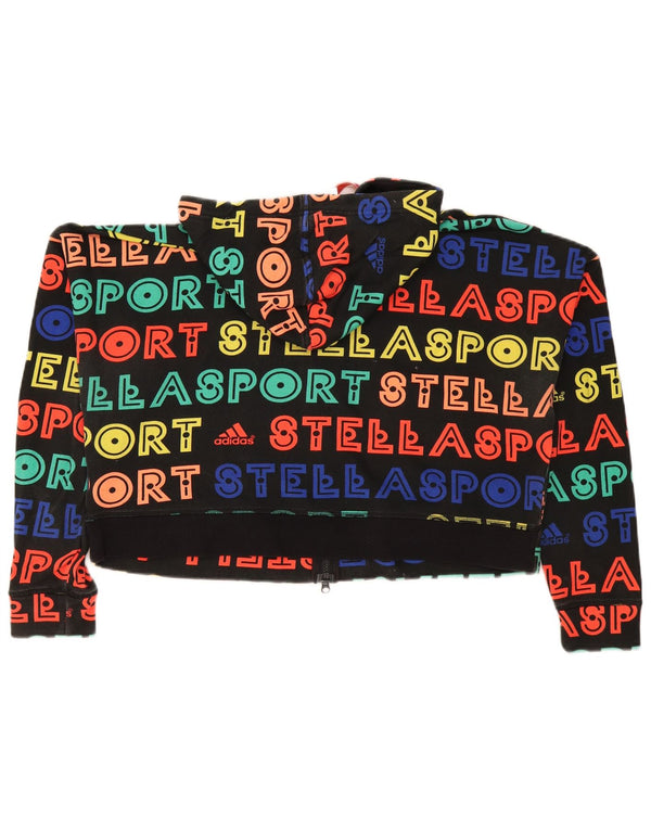 Adidas feminino Stella McCartney Crop Zip moletom com capuz Reino Unido 16/18 grande preto