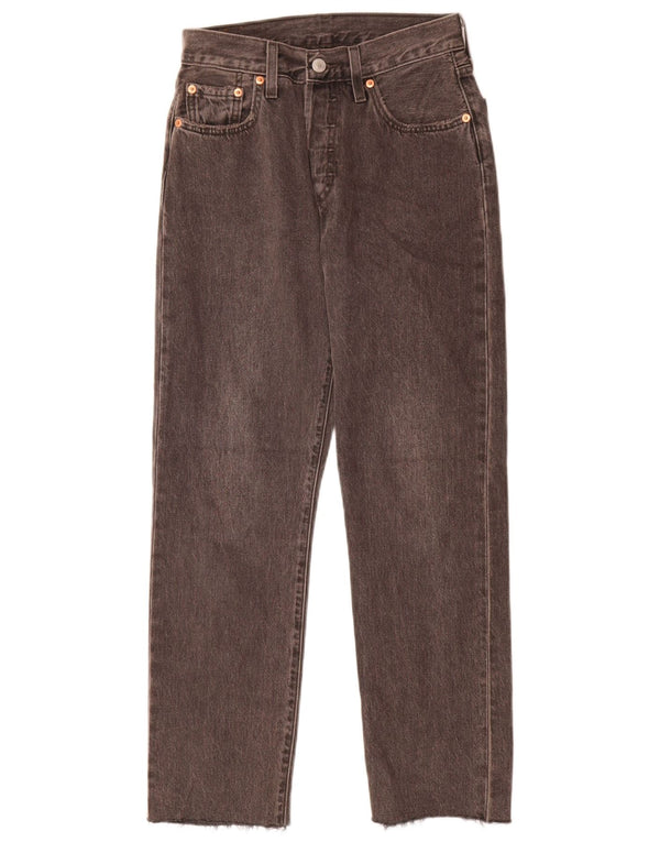Jeans feminino Levi's 501 Straight W25 L28 algodão cinza