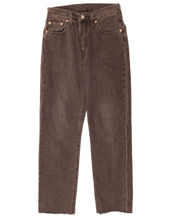 Jeans feminino Levi's 501 Straight W25 L28 algodão cinza