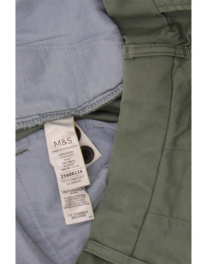 Shorts chino masculino Marks & Spencer W34 grande algodão verde