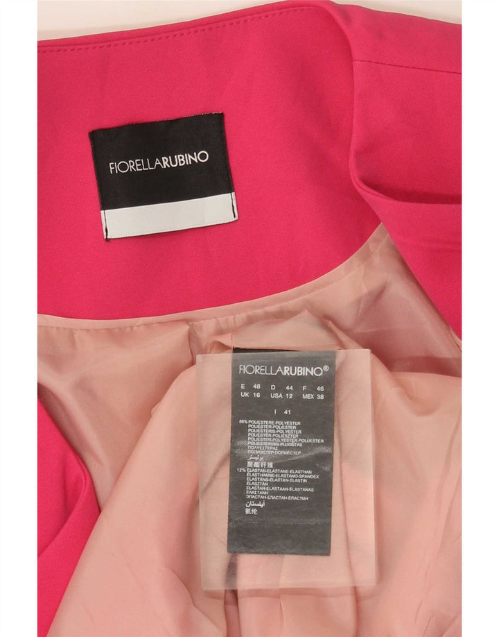 Bolero feminino Fiorella Rubino UK 16 grande poliéster rosa moderno