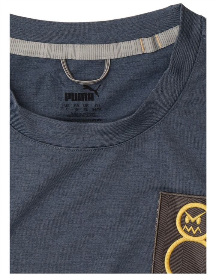 PUMA Mens Graphic Moletom Jumper XL Azul Flecked