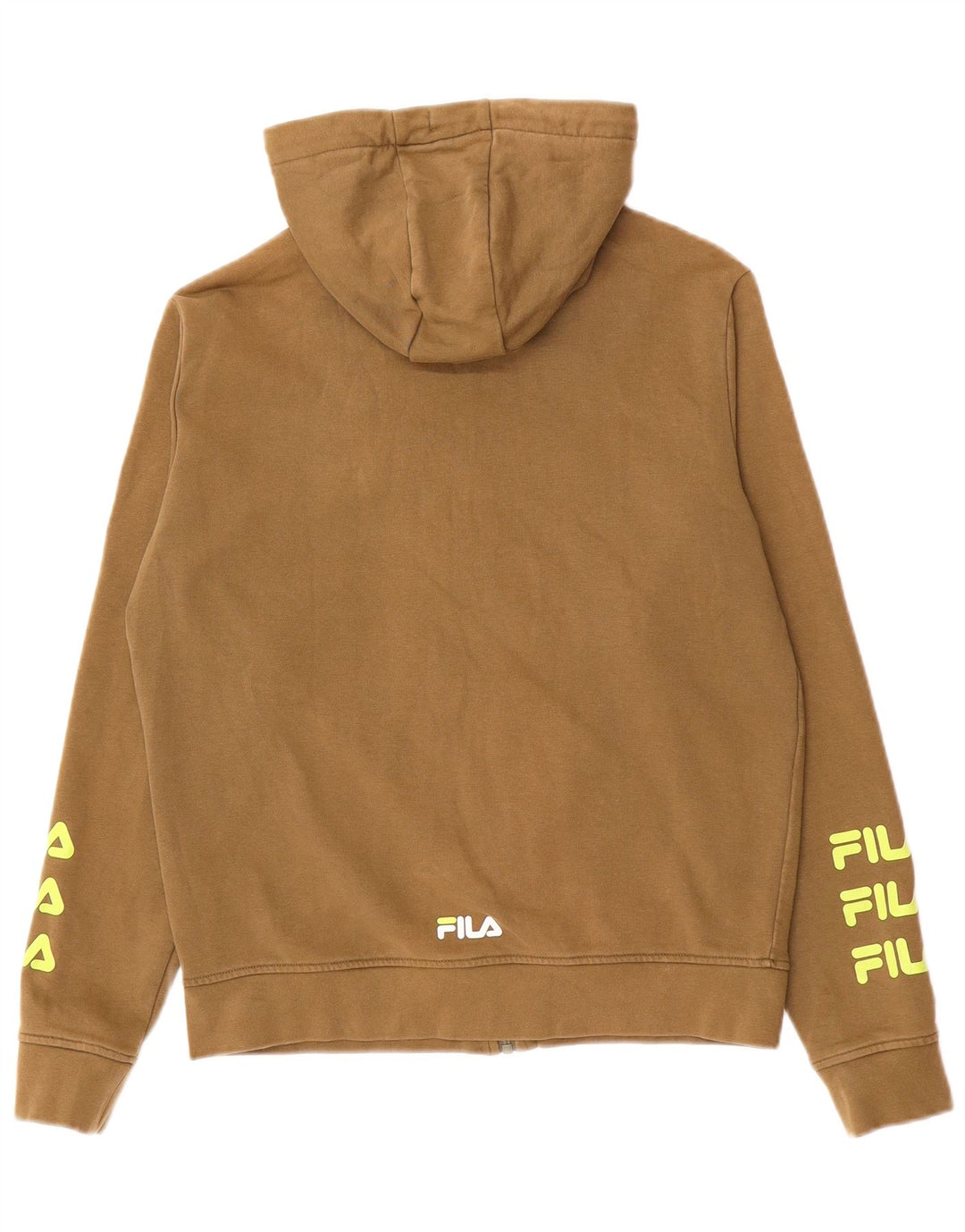 Suéter masculino FILA com capuz e zíper gráfico XS algodão cáqui