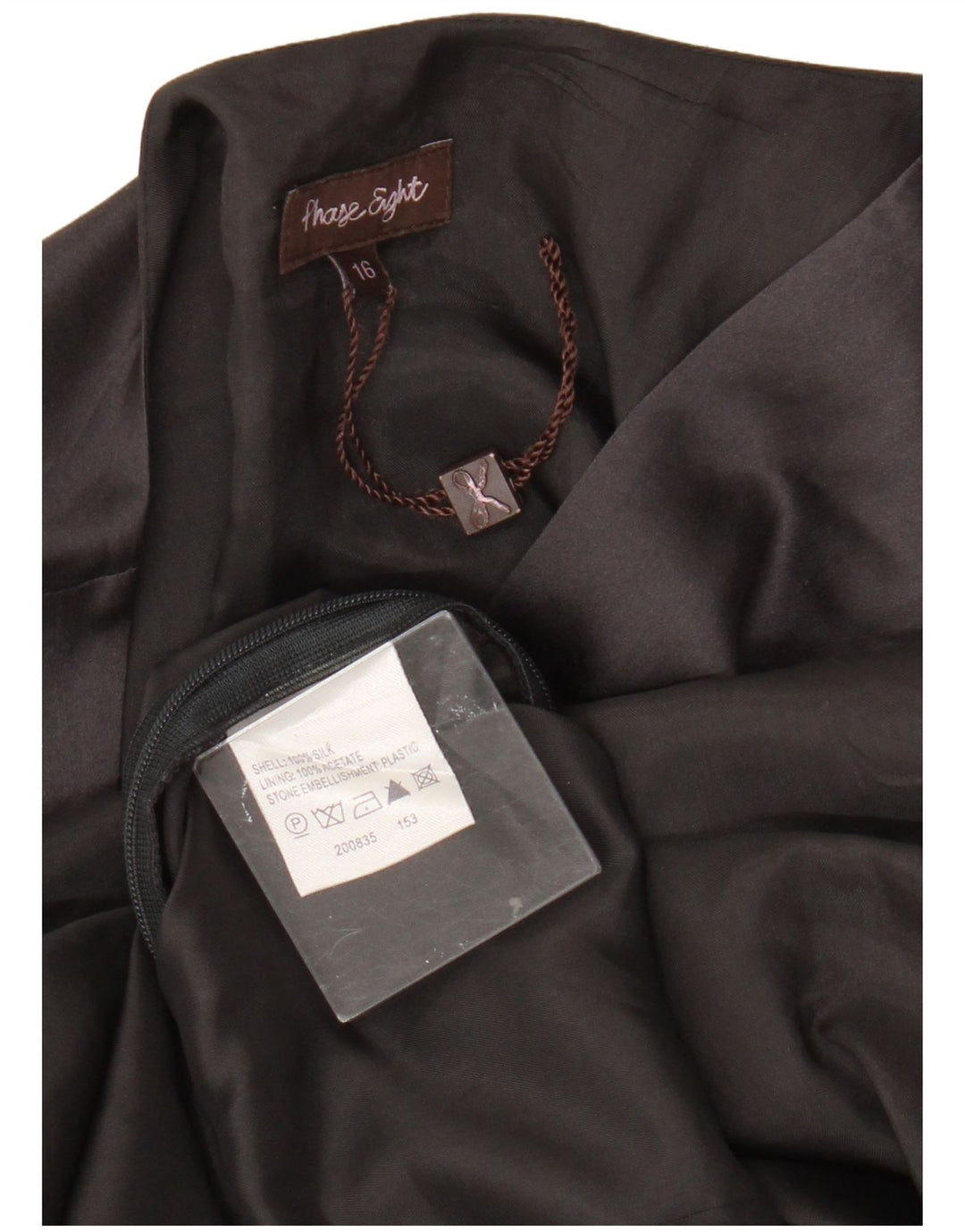 Vestido feminino sem mangas Phase Eight, linha A, Reino Unido 16, seda cinza grande