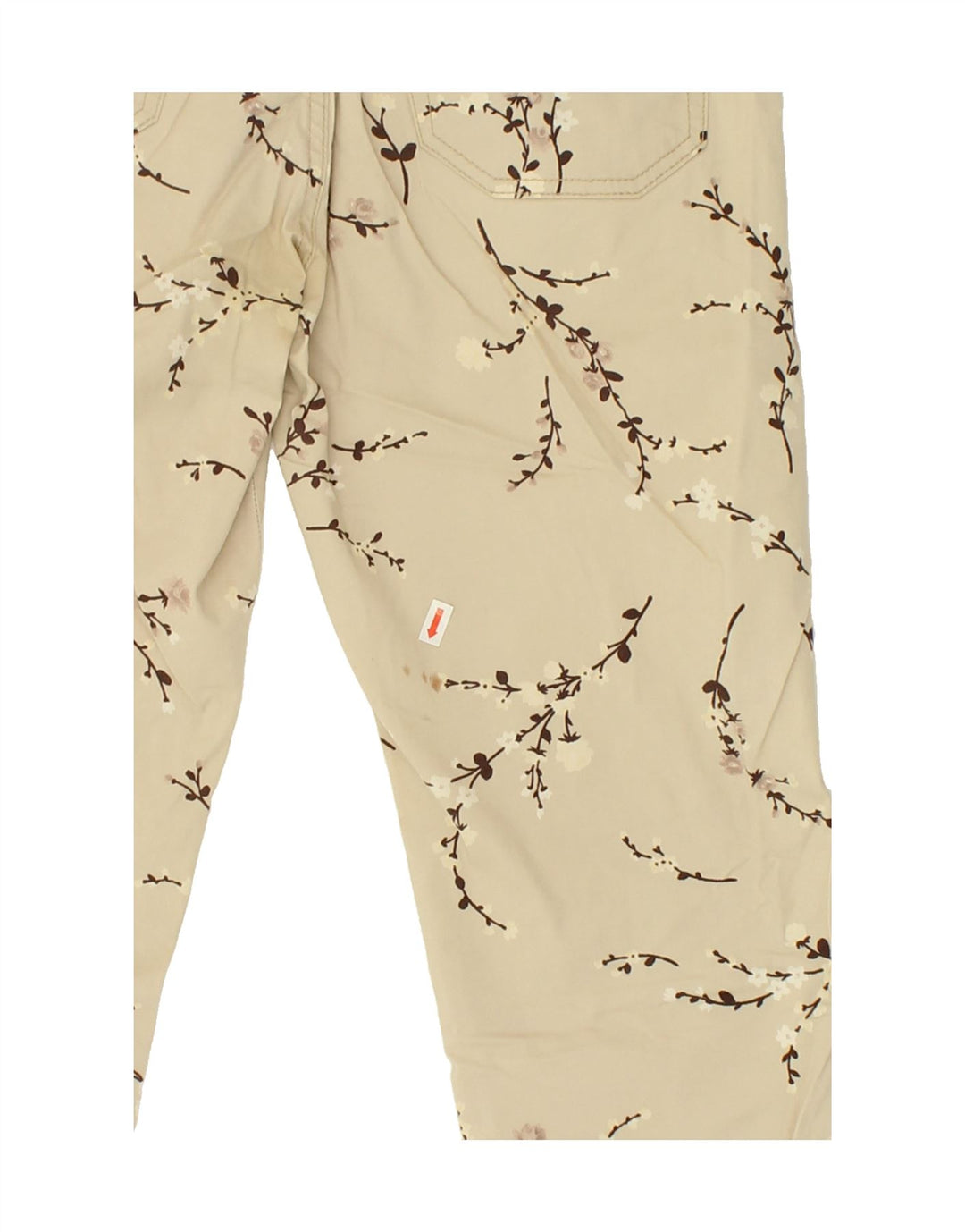 JECKERSON Womens Straight Capri Trousers W29 L24 Beige Floral Cotton Vintage Jeckerson and Second-Hand Jeckerson from Messina Hembry 