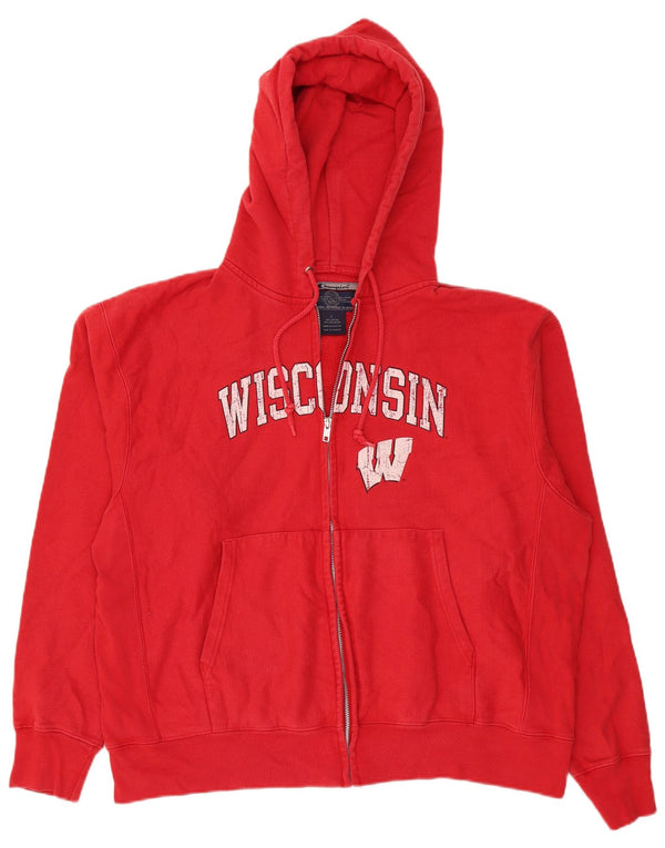 Suéter masculino Champion Wisconsin Zip com capuz grande algodão vermelho