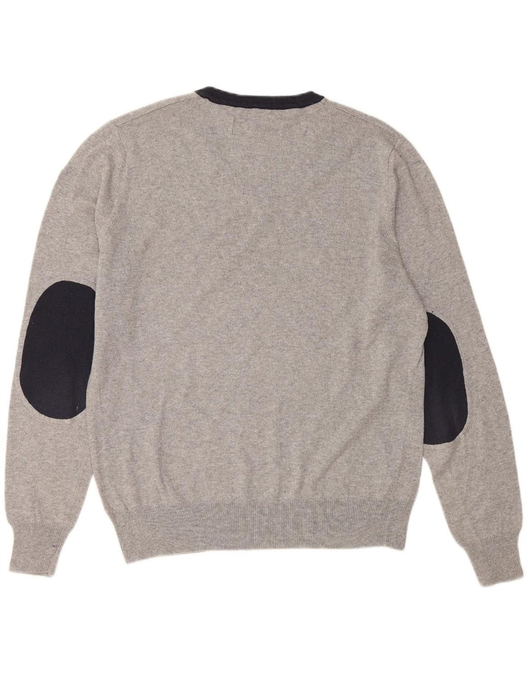 Suéter masculino REFRIGUE com decote em V e algodão colorblock cinza médio