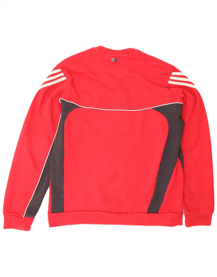 ADIDAS Mens Climalite Moletom Jumper Médio Vermelho Colourblock Algodão