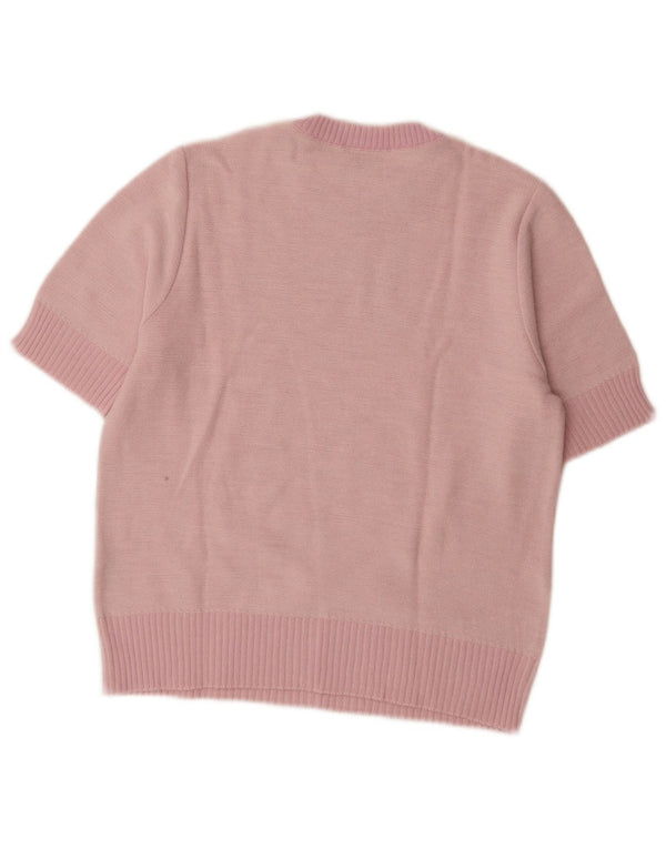 Suéter feminino vintage com gola redonda IT 44 médio rosa floral