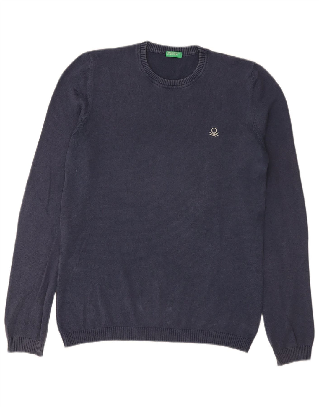 Suéter masculino Benetton com gola redonda pequeno azul marinho