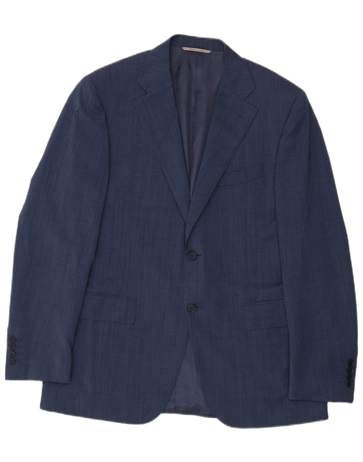 Canali Masculino 2 botões 2 peças terno IT 50 grande W34 L30 lã azul marinho