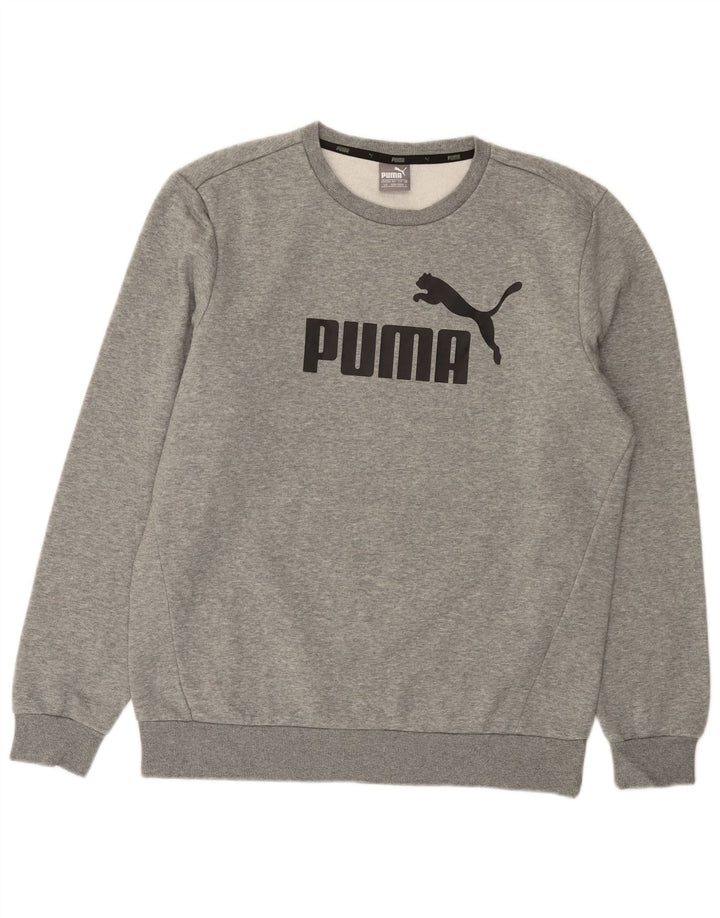 PUMA moletom gráfico masculino jumper grande algodão manchado cinza