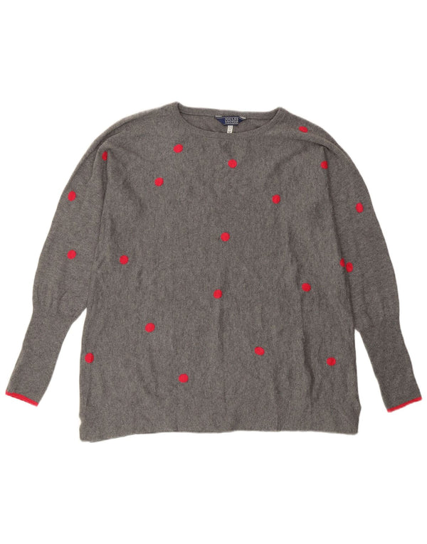 Joules Womens Oversized Boat Neck Jumper Sweater UK 10 Small Grey Polka Dot