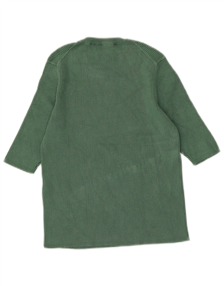 Suéter feminino Zara com gola redonda e manga 1/2 Reino Unido 14 viscose verde médio