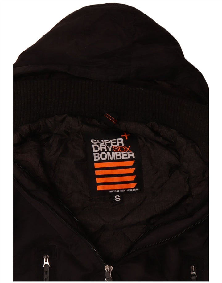 Superdry Mens Hooded Bomber Jacket UK 36 Pequeno Poliéster Preto