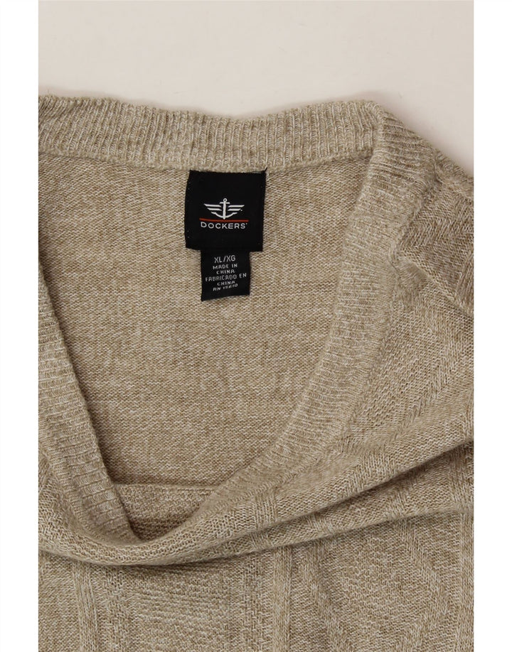 DOCKERS Mens Boat Neck Jumper Sweater XL Beige Acrylic Vintage Dockers and Second-Hand Dockers from Messina Hembry 