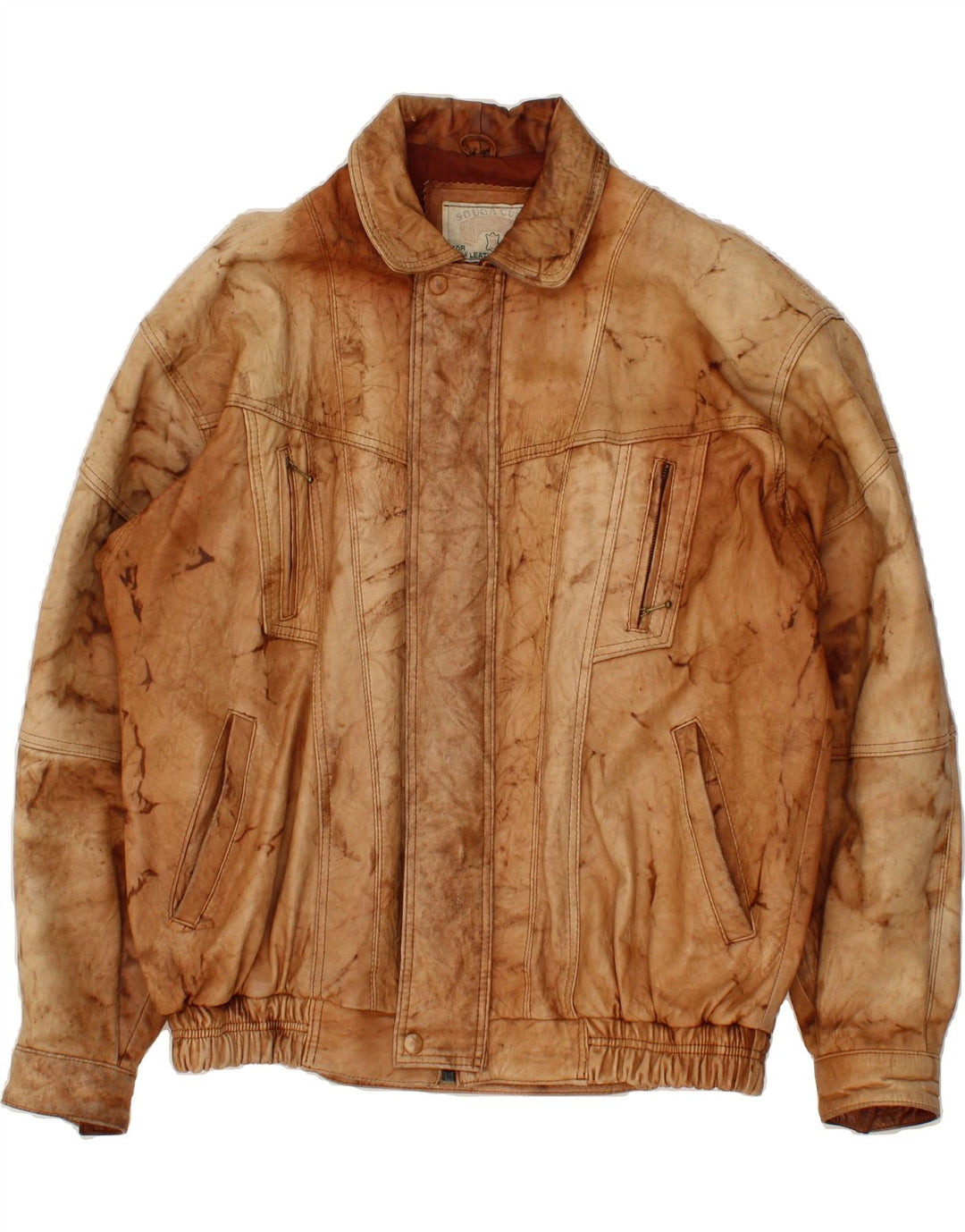 Jaqueta de couro masculina VINTAGE UK 40 grande couro marrom retrô