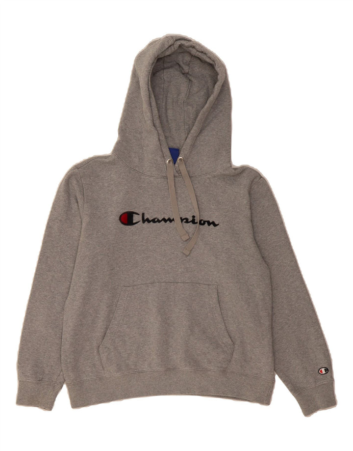 CHAMPION Womens Graphic Hoodie Jumper UK 14 Medium Grey Cotton Vintage Champion and Second-Hand Champion from Messina Hembry 